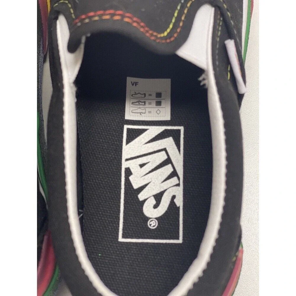 Vans Sneakers Classic Slip On Platform Black Glitter Rainbow Women 5.5 Pride New